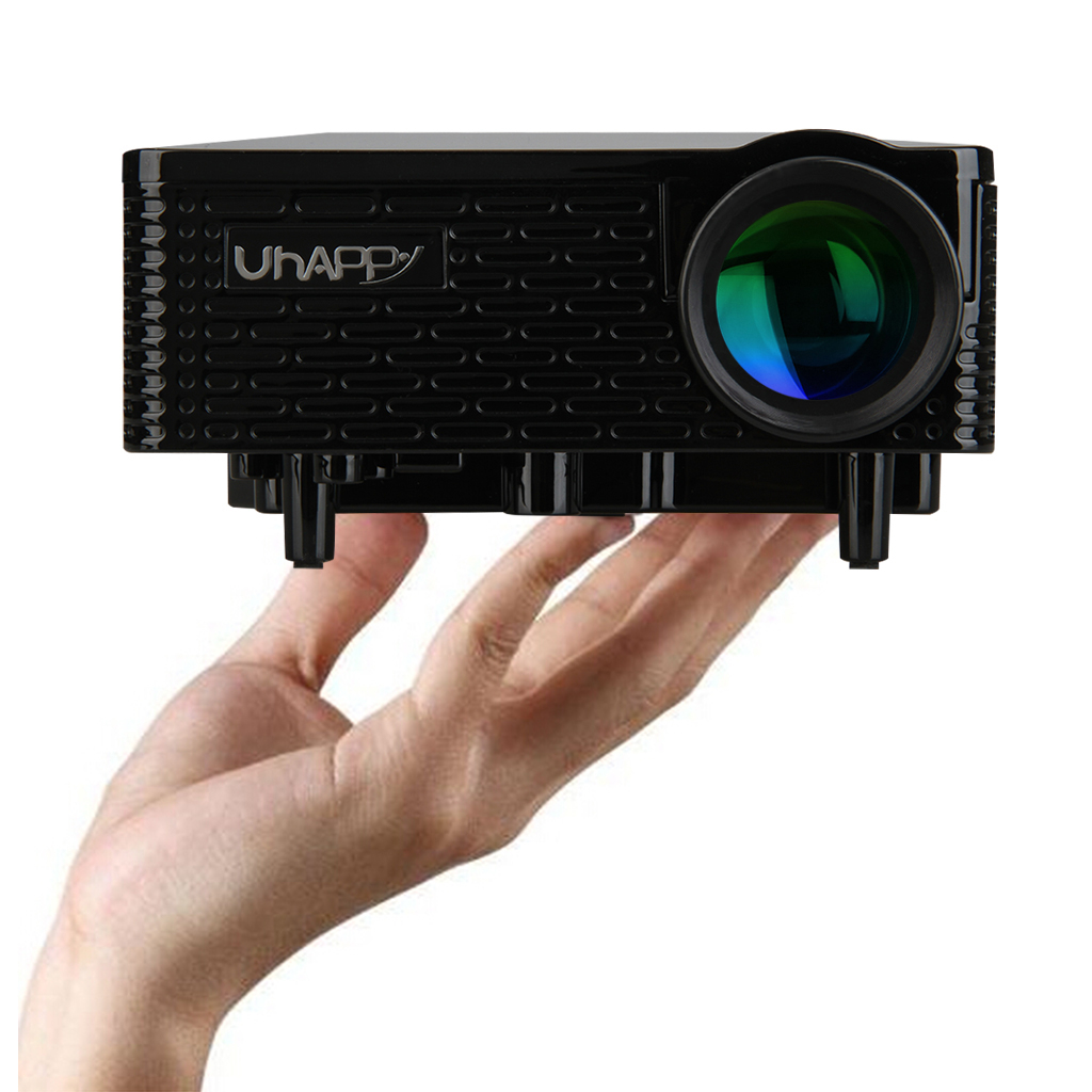 Noir Uhappy portable Vidéoprojecteur Home Cinéma AV/VGA/USB/SD/HDMI