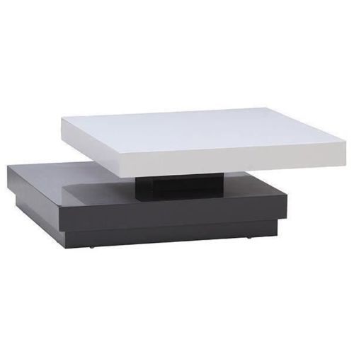 Mcd Table basse transformable 75x75cm laqué blanc et gris brillant