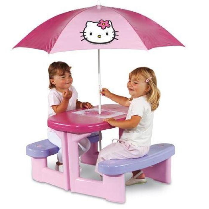 HELLO KITTY Table Pic Nic + Parasol Rose Achat / Vente table bébé