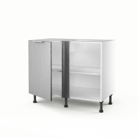 Meuble de cuisine bas d’angle décor aluminium 1 porte Stil H.70 x l