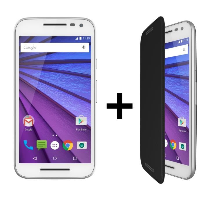 Motorola Moto G 4G 3ème Génération Blanc + Folio Offert