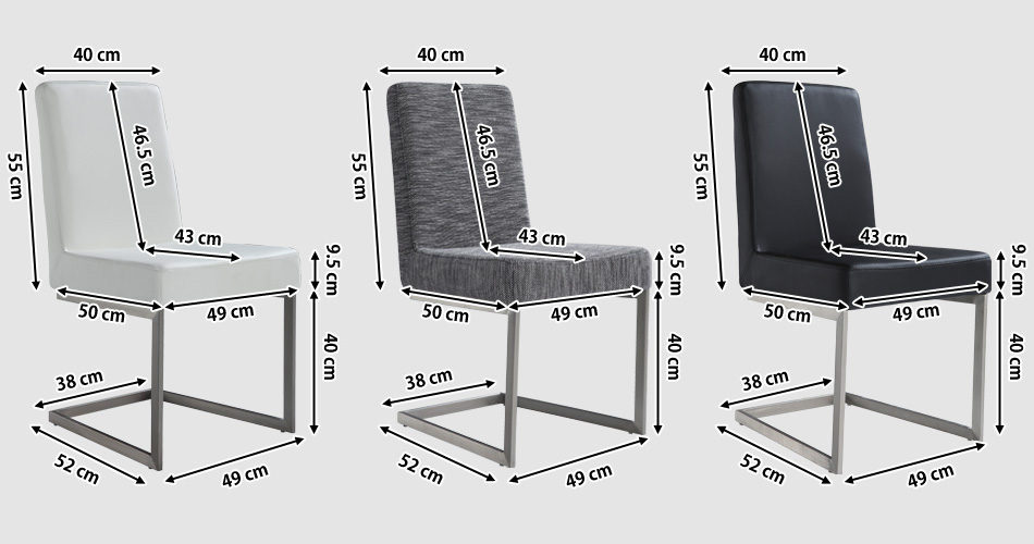 Chaise de salle à manger, Chaise design en inox et tissu