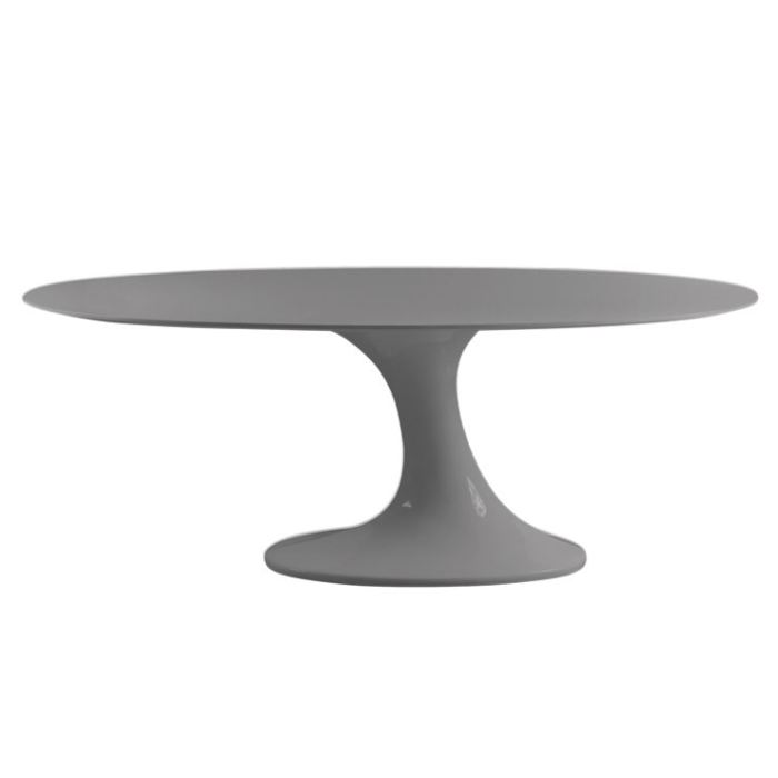 ovale, design TULIPE Laqué gris Achat / Vente table à manger Table