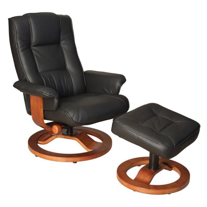 Fauteuil de relaxation cuir noir RELAXO Achat / Vente fauteuil