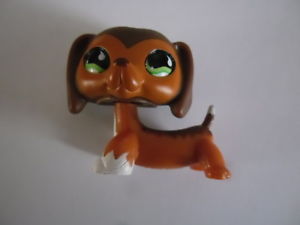 LOT LITTLEST PETSHOP LPS teckel 675 caramel & brwn dachshund dog VR