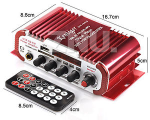 Mini Hifi Stéréo Amplificateur MP3 FM Radio USB MIC Telecommande pr