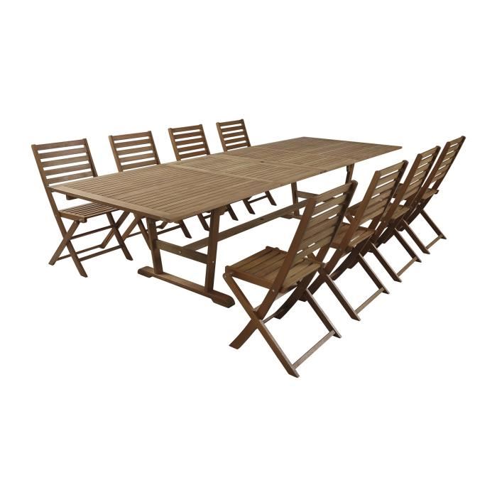 FINLANDEK Ensemble table extensible de jardin 200 250 300 cm + 8