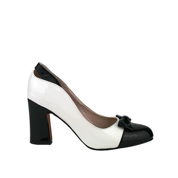 Blanc Chaussures Femme, Cendriyon Escarpin Vintage Noir & Blanc