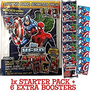 Topps Marvel Hero Attax starter pack de liant + 6 boosters