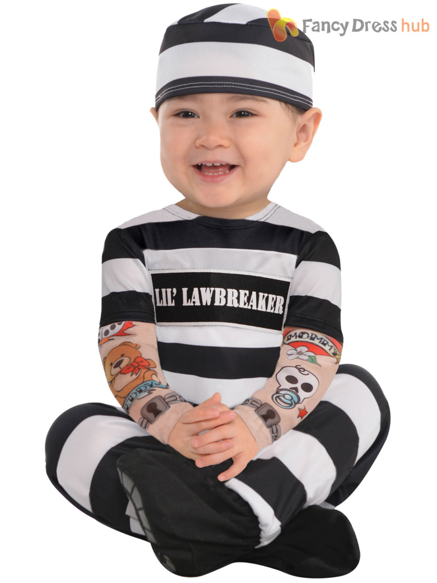 Halloween Fancy Dress Prisoner Costume Boy Infant Pirate Outfit