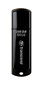 Transcend 64 Go Clé USB 3.0 JetFlash 700 Noir TS64GJF700E [Emballage