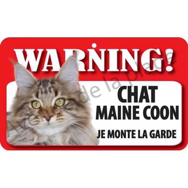 Plaque Attention au Chat Maine Coon Achat / Vente plaque