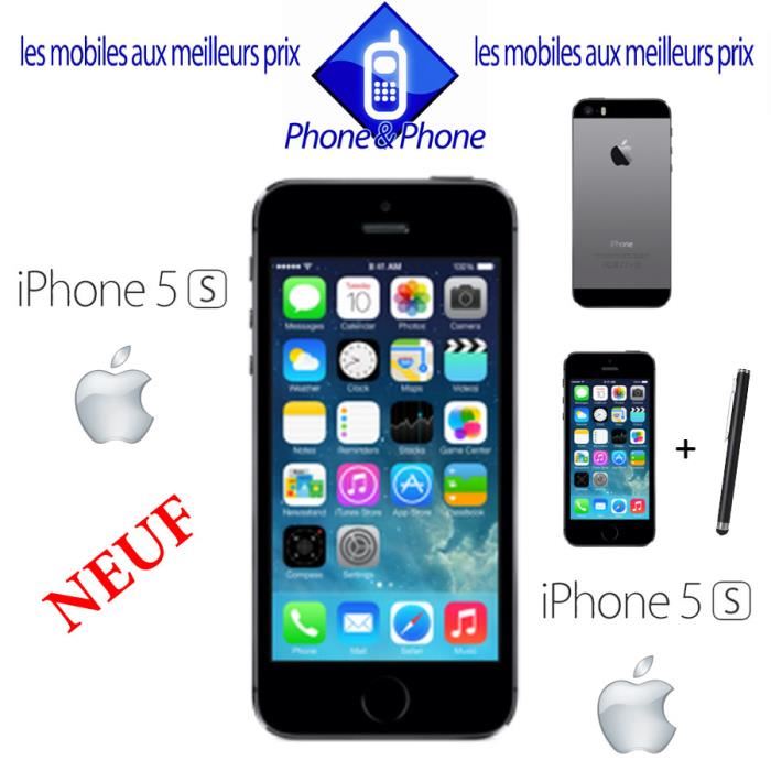 APPLE IPHONE 5S NEUF 16Go GRIS FONCE + STYLET smartphone, prix pas