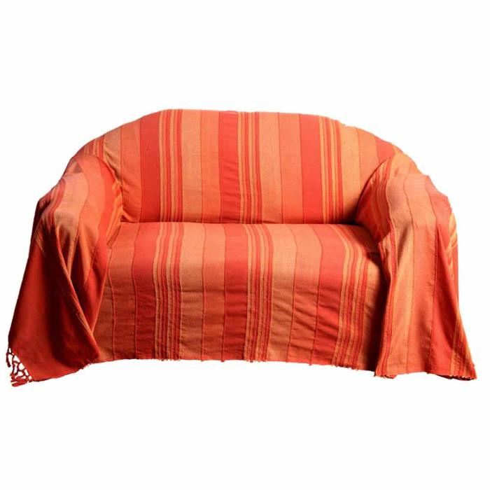 Jeté de lit ou de canapé Morocco rayures Orange 225 x 250 cm