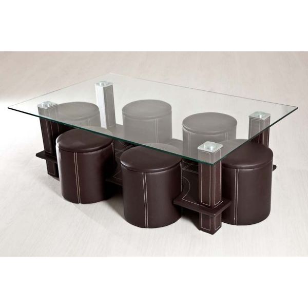 Achat / Vente table basse table basse avec 6 poufs en