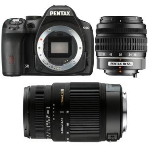 PENTAX K50 Noir + Zoom 18 55 / 3,5 5,6 AL + Zoom Sigma 70 300 DG Macro