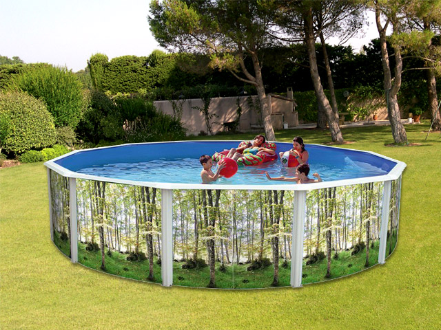 Kit piscine acier VERDANA déco arbre Ø 4.60m x 1.20m